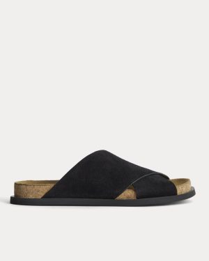 The Suede Crossover Sandal | Black