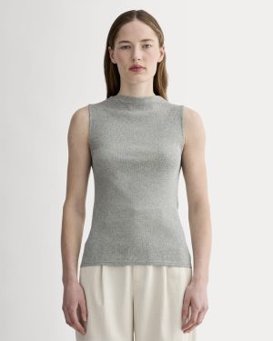 The Luxe Rib Funnel-Neck Tank | Heathered Grey