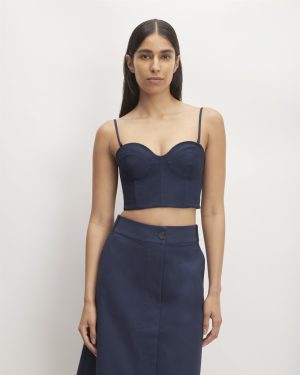 The Structured Cotton Bustier | Navy