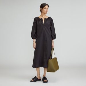 The Raglan Sleeve Poplin Dress | Black