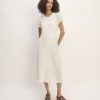 The Rib-Knit Cap-Sleeve Midi Dress | Bone