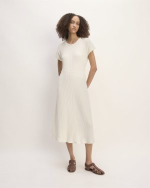 The Rib-Knit Cap-Sleeve Midi Dress | Bone