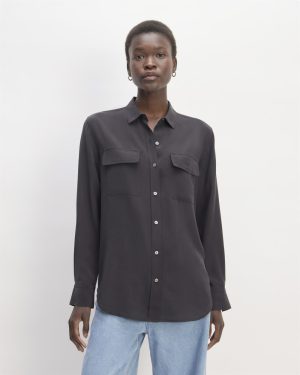 The Utility Shirt in Washable Silk | Black