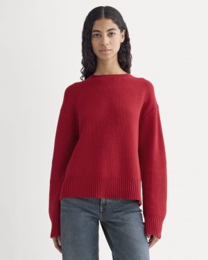 The Cotton Honeycomb Square Crew | Berry Red