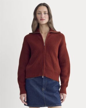 The Full-Zip Sweater in Everyday Cotton | Merlot