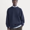 Twill Terry Jacquard Crew Sweatshirt | Navy