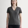 The Slim V-Neck Tee in Essential Cotton | Heathered Soot