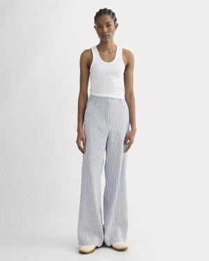 The Wide-Leg Pant in Stretch Linen | Bluebell / Bone