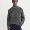 Cable Knit Crew in Luxe Merino | Heathered Soot
