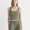 The Square Tank in Stretch Linen | Lichen Green