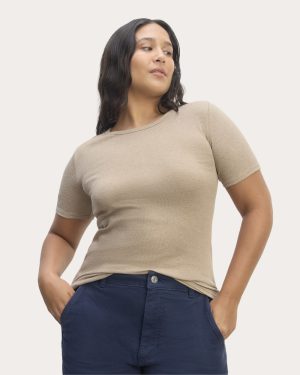 The Luxe Rib Crew | Heathered Tan