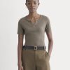 The Shimmy V-Neck Top | Taupe