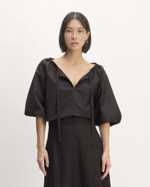 The Supima® Puff-Sleeve Top | Black