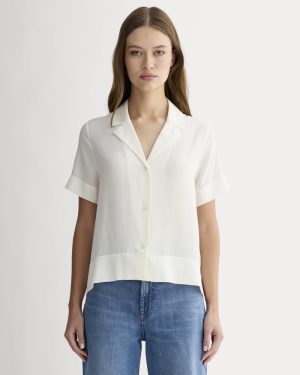 The Notch Shirt in Washable Silk | Off-White